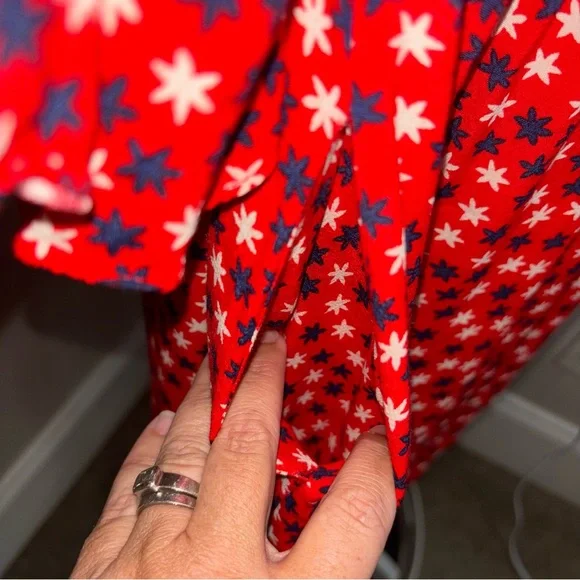 Boden red white & blue stars dress viscose POCKETS 3/4 sleeve shift size 8 8R - Picture 10 of 13